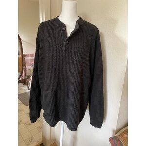 Men's Oscar De La Renta Black and Brown Marled Cotton Sweater Blend